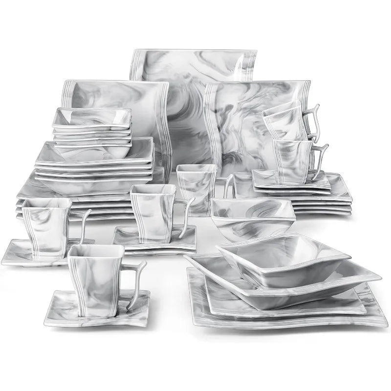 26 Piece Ivory White Square Dinnerware Sets