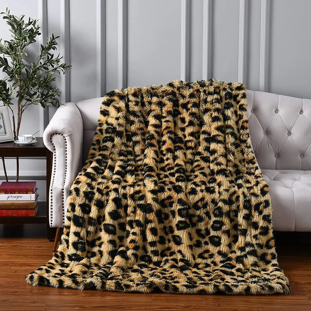 Luxury leopard Stitch Throw Blanket