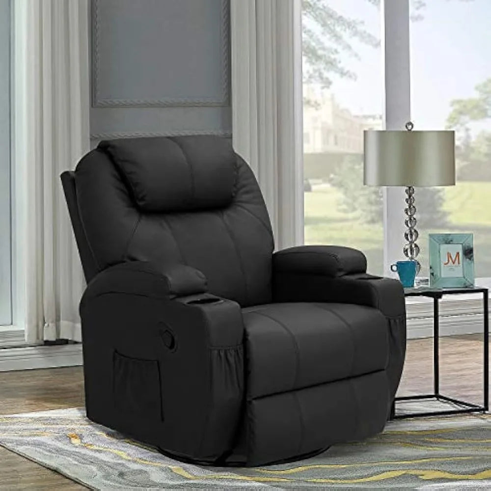 Swivel Rocker Recliner with Massage and Heating Functions