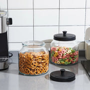 67 oz Glass Canister Set with Black Lids