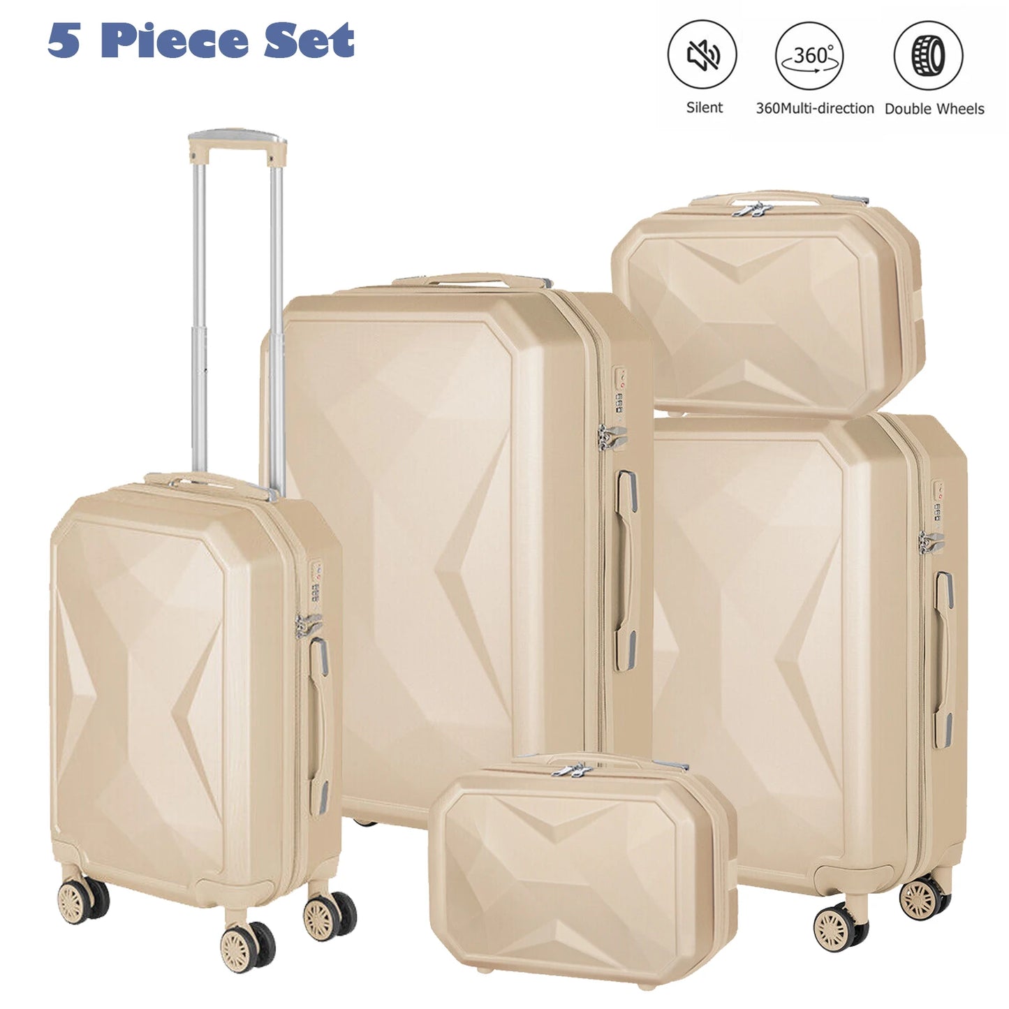 Luggage Set 5 Pieces Cosmetic Suitcase Travel