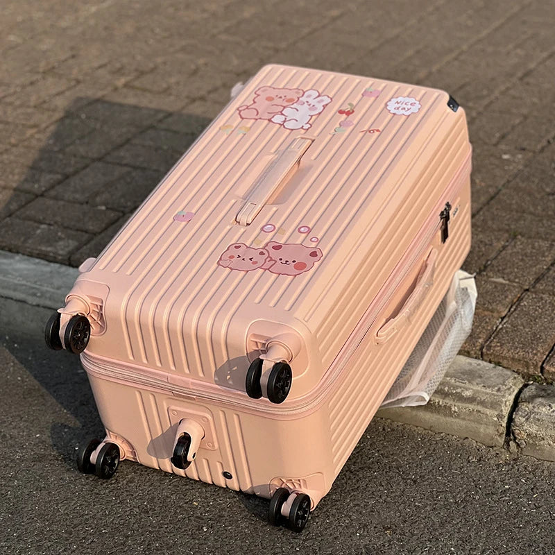 Unisex Rolling Luggage Cabin Holiday Suitcase Sets Couples Travel Anti-Fall Password Package Outing Carry on Luggage with Wheels