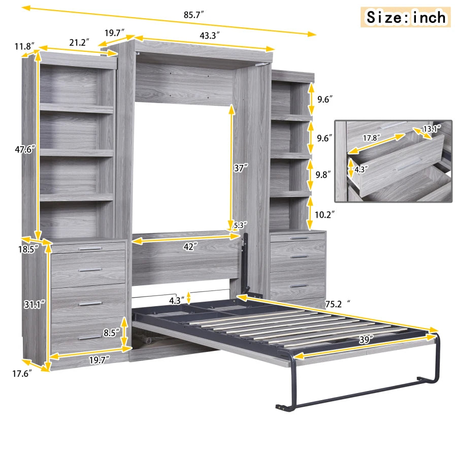 Murphy Folding Bed with Multiple Storage