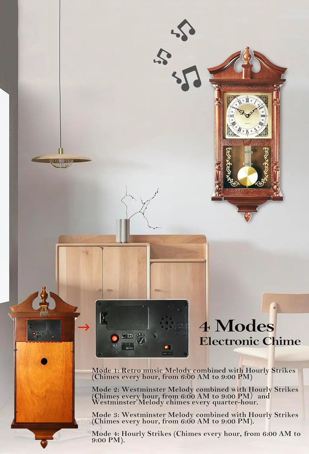 Hour/quarter-hour Chime, Vintage Wall Clock