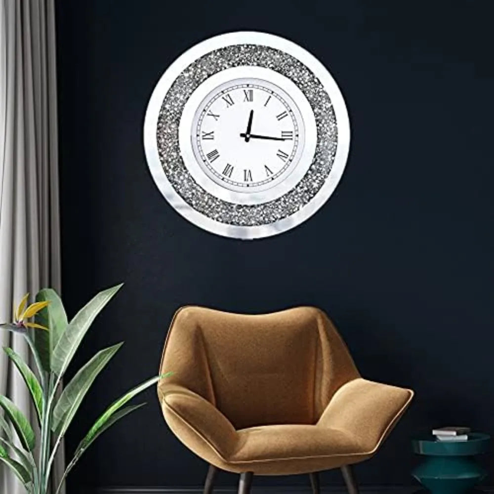 Crystal Sparkling Diamond Mirror Wall Clock