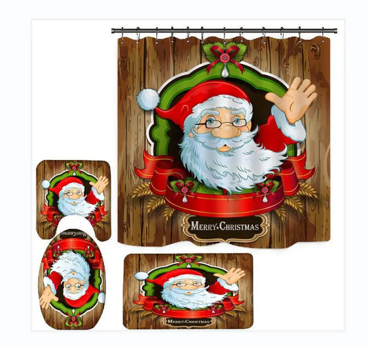 4PCS Christmas Shower Curtain