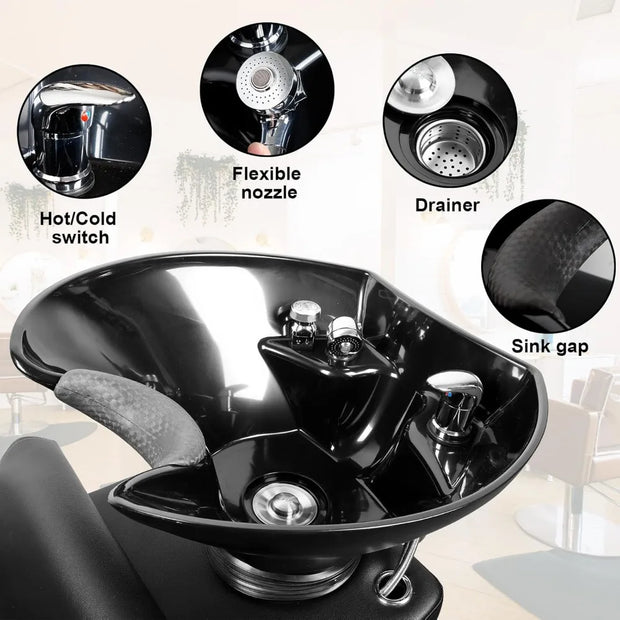 Backwash Chair Adjustable ABS Plastic Shampoo Bowl Sink with Leg support