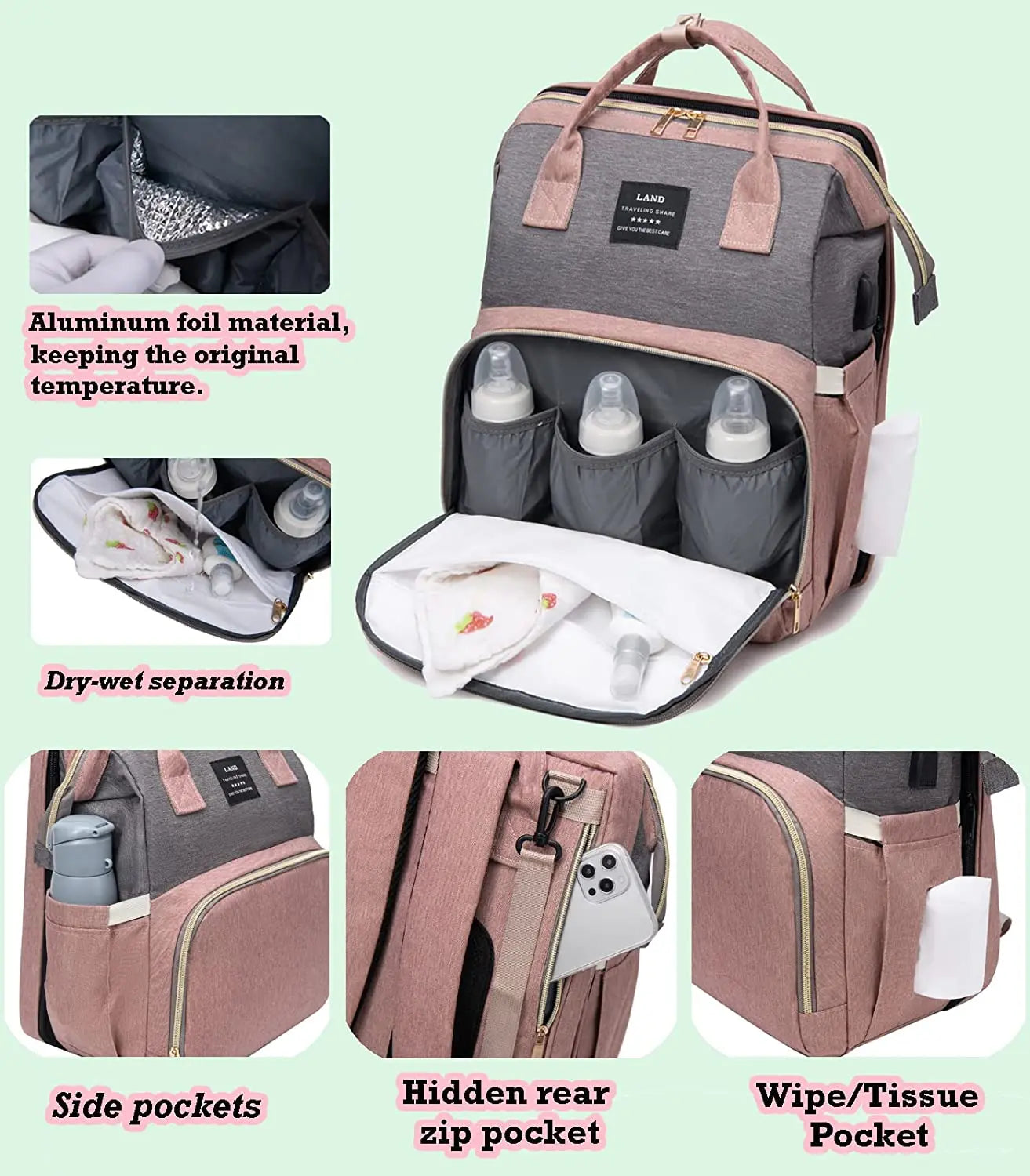 Diaper Backpack With changing pad