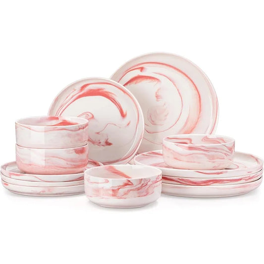 12 Pieces Porcelain Dinnerware Sets Dishware Sets Chip Resistant Ceramic Dish Set for 4,