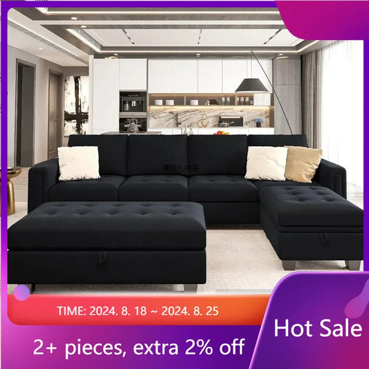 Convertible 4-seater Segmented Sofa With Reversible Lounge Chair