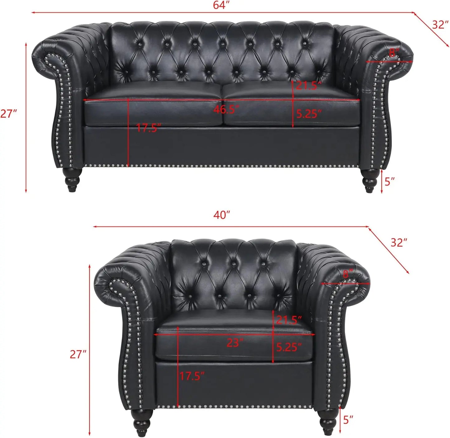 2 Pieces Sofa Set