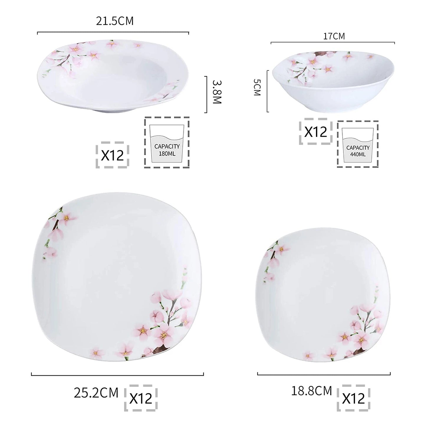 48-Piece Porcelain Plate Set