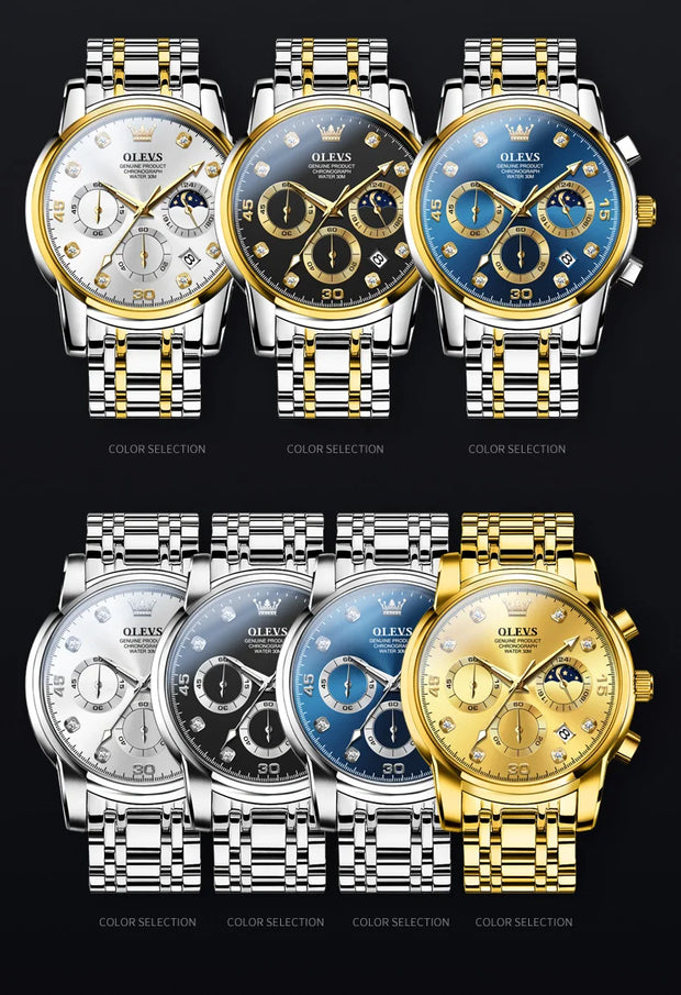 Man Quartz Wristwatches Waterproof Stainless Steel