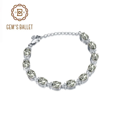 100% 925 Sterling Silver Green Amethyst Gemstone Bangle