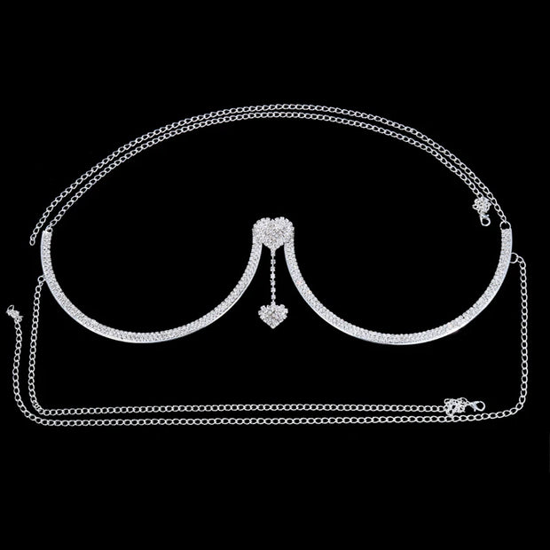 Chest Bracket Double Pendant Heart Bras Chain Necklace