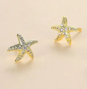 Advanced Design Full Diamond Starfish Stud Earrings
